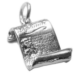 3D Diploma Pendant Charm .925 Sterling Silver